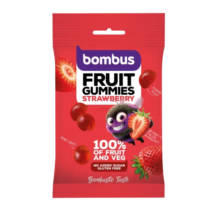 Bombus Fruit Gummies Strawberry jahodové želatinové bonbony 35 g